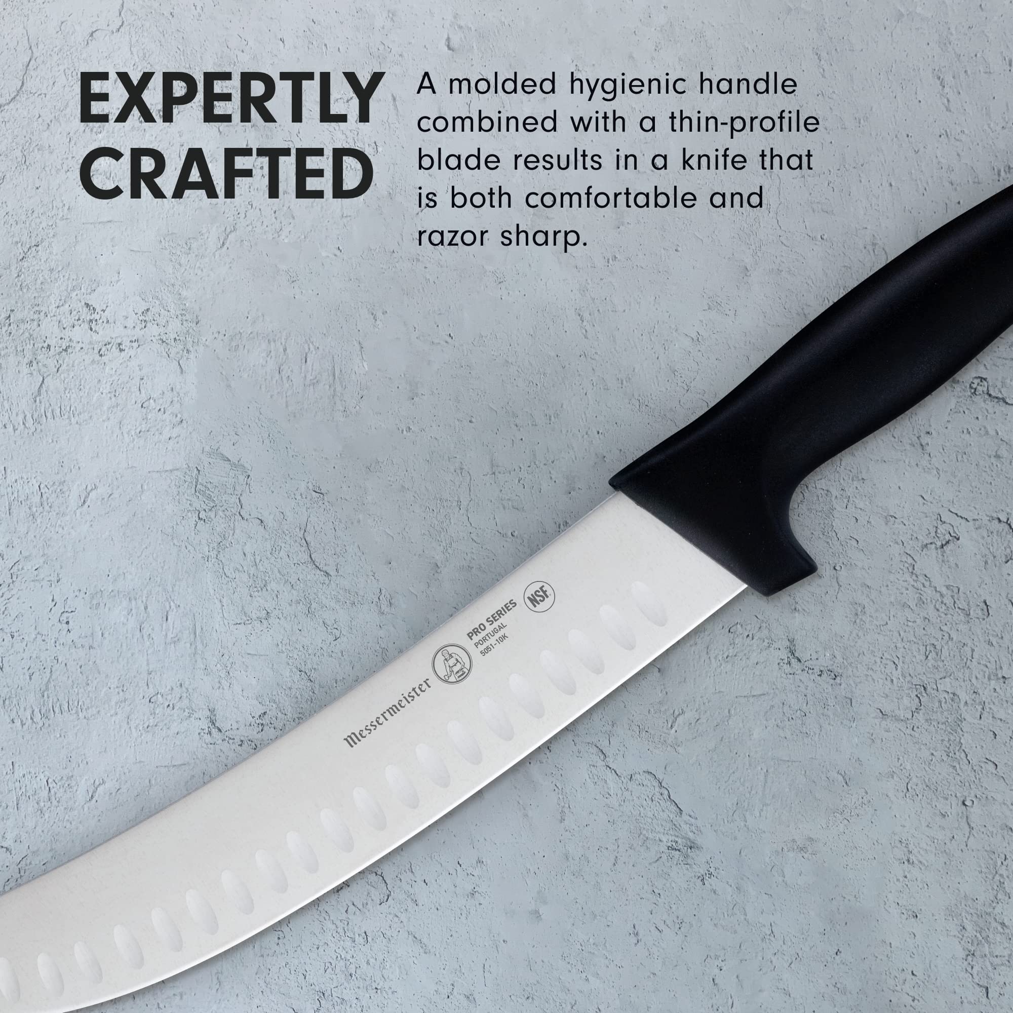 Messermeister Pro Series 10” Kullenschliff Scimitar Knife - Hollow Ground